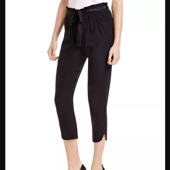 Ramy Brook Allyn Stretch Silk Cropped Pants Black